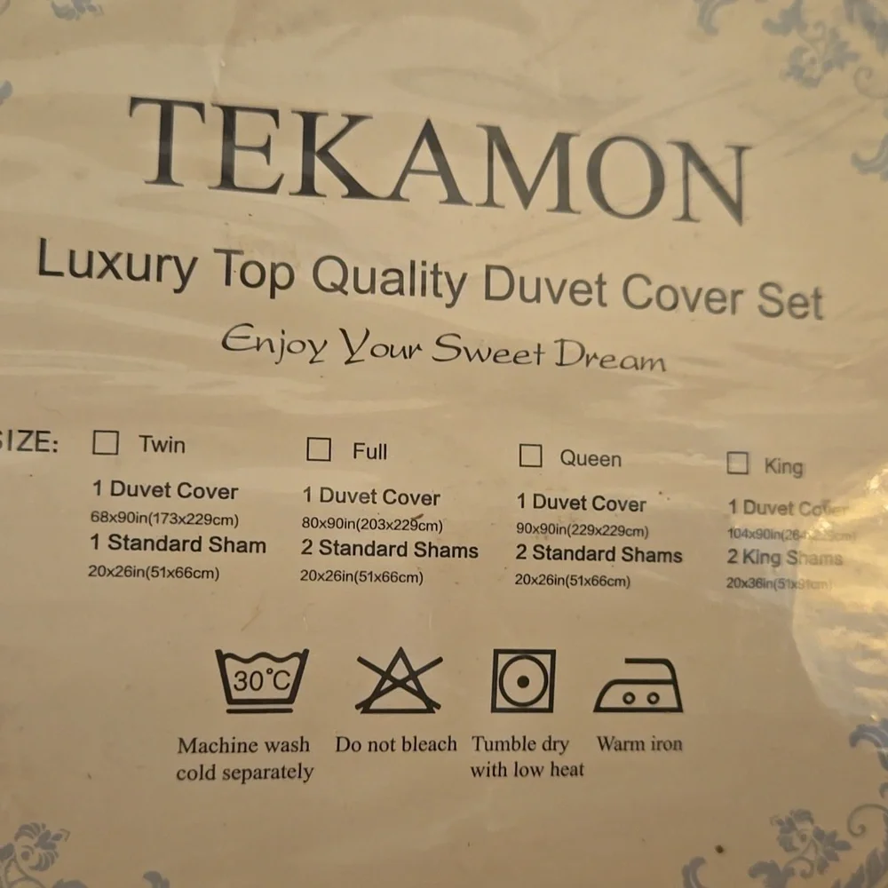 TEKAMON All Season King 3 pc Duvet Cover Set Navy blue premium microfiber New …